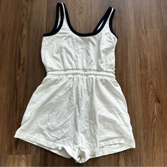 Sweaty Betty After Class Tie Waist Romper Size 4 White Tank Terry Cloth Shorts - Picture 4 of 8